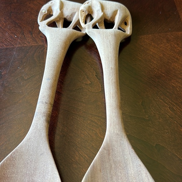 Salad servers Wooden carved Elephant design - Picture 9 of 14